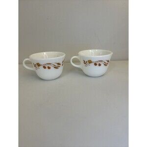 Pyrex Harvest Home Wheat Cups Tea Coffee Cups Lot Of 2 Vintage